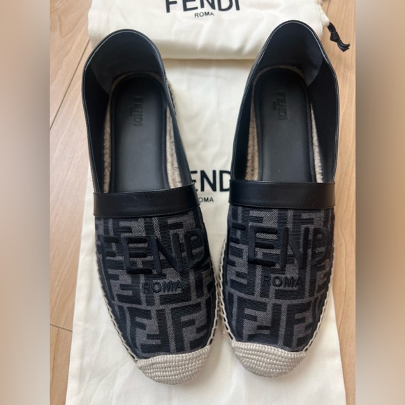 FENDI Mens Fabric Espadrilles in Noir - Picture 6 of 7